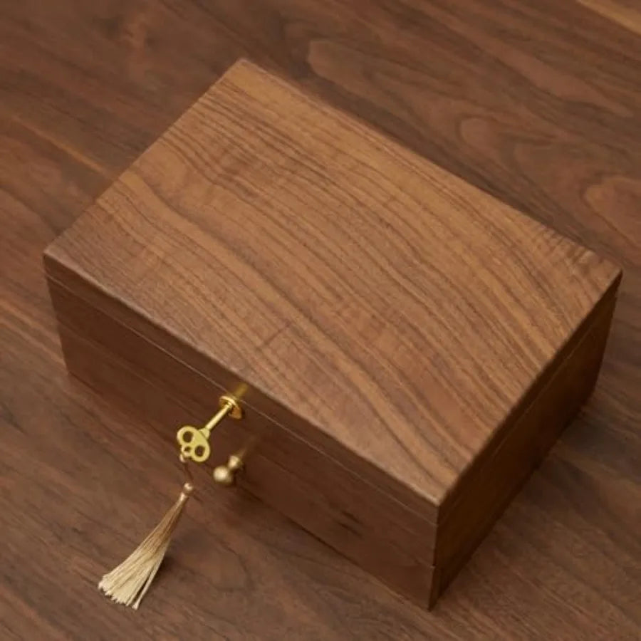 Jewelry Box Organizer for Women and Men Wooden Jewelry Box with Velvet Lining Black Walnut Double Layer Earring Ring Necklace O