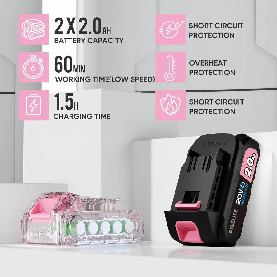 Cordless Leaf Blower with 2 Batteries and Charger for Efficient Lawn Care Patio and Garden Cleaning Lightweight Handheld Electr