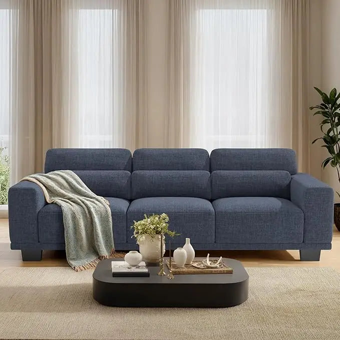 3 Seater Couch, Sofas for Living Room with Deep Seats and Wide Armrests, 89" Comfy 3 Seater Sofa, Supportive