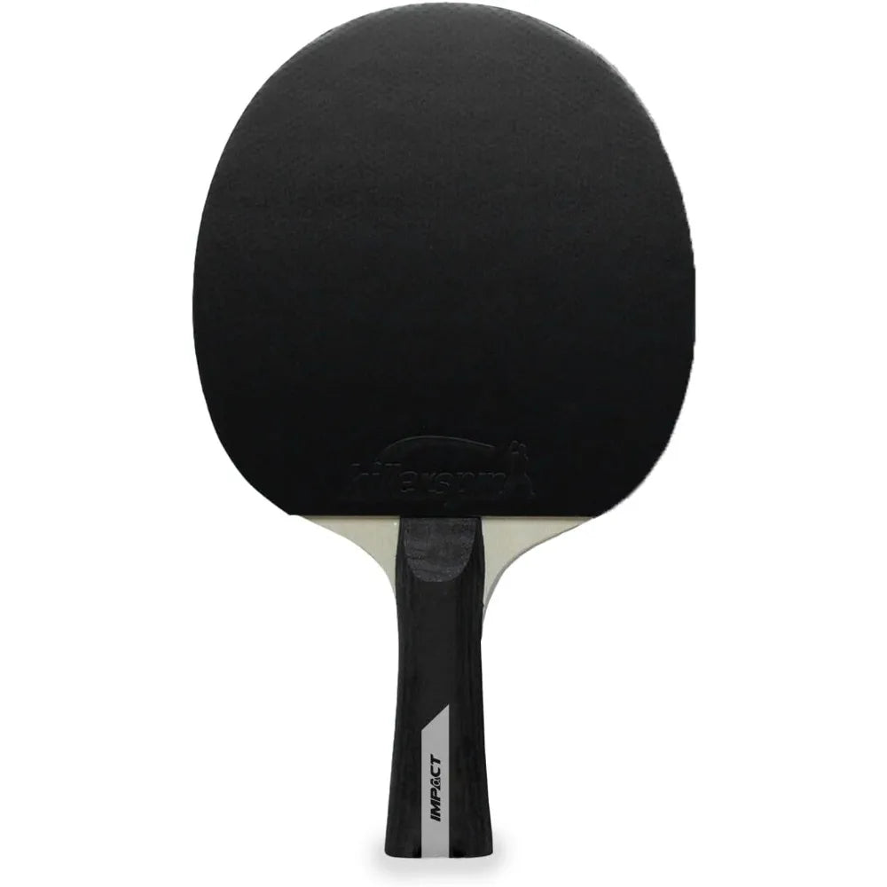 Killerspin 4X Impact Ping Pong Paddle Set – 2-Pack Table Tennis Rackets with 6 Balls | Flared Handle, 5-Ply Wood