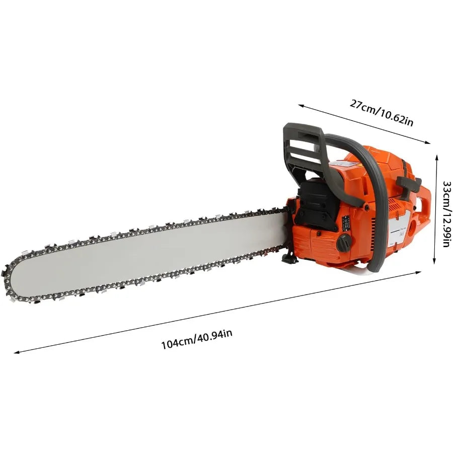 24Inch 65CC 2-Stroke Gas Chainsaw 3.4KW Single Cylinder Gasoline Powered Chainsaw with Hand Pull Start for Forest Wood Garden a