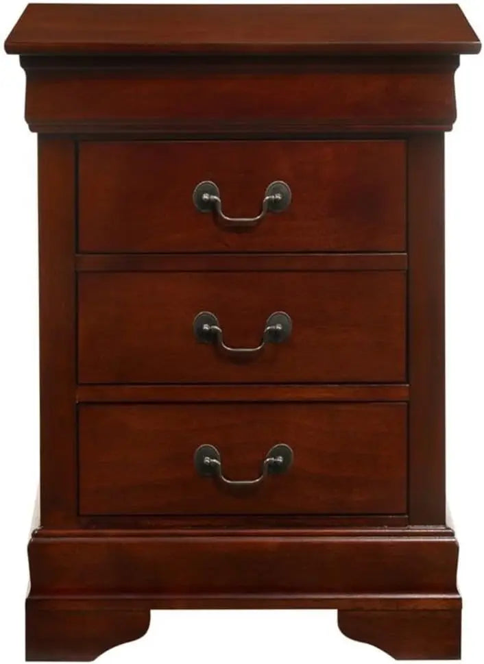 Louis Phillipe 3 Drawer Nightstand in Cherry