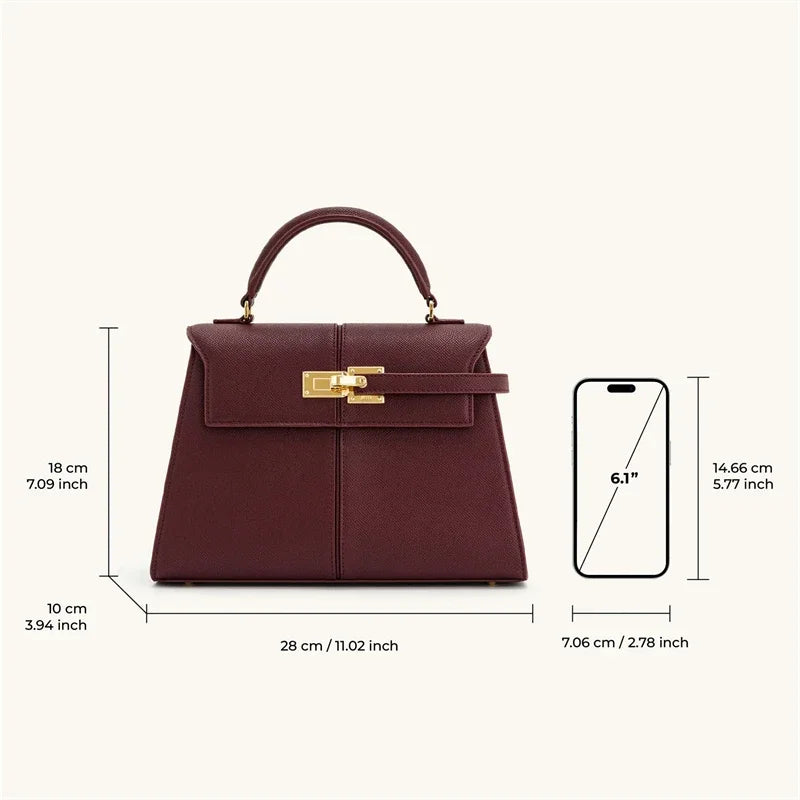 PEI Women's Handbag Elise Designer Fashion 2025 New Burgundy Handbag Large Square Crossbody Bag High-end Women's Bag