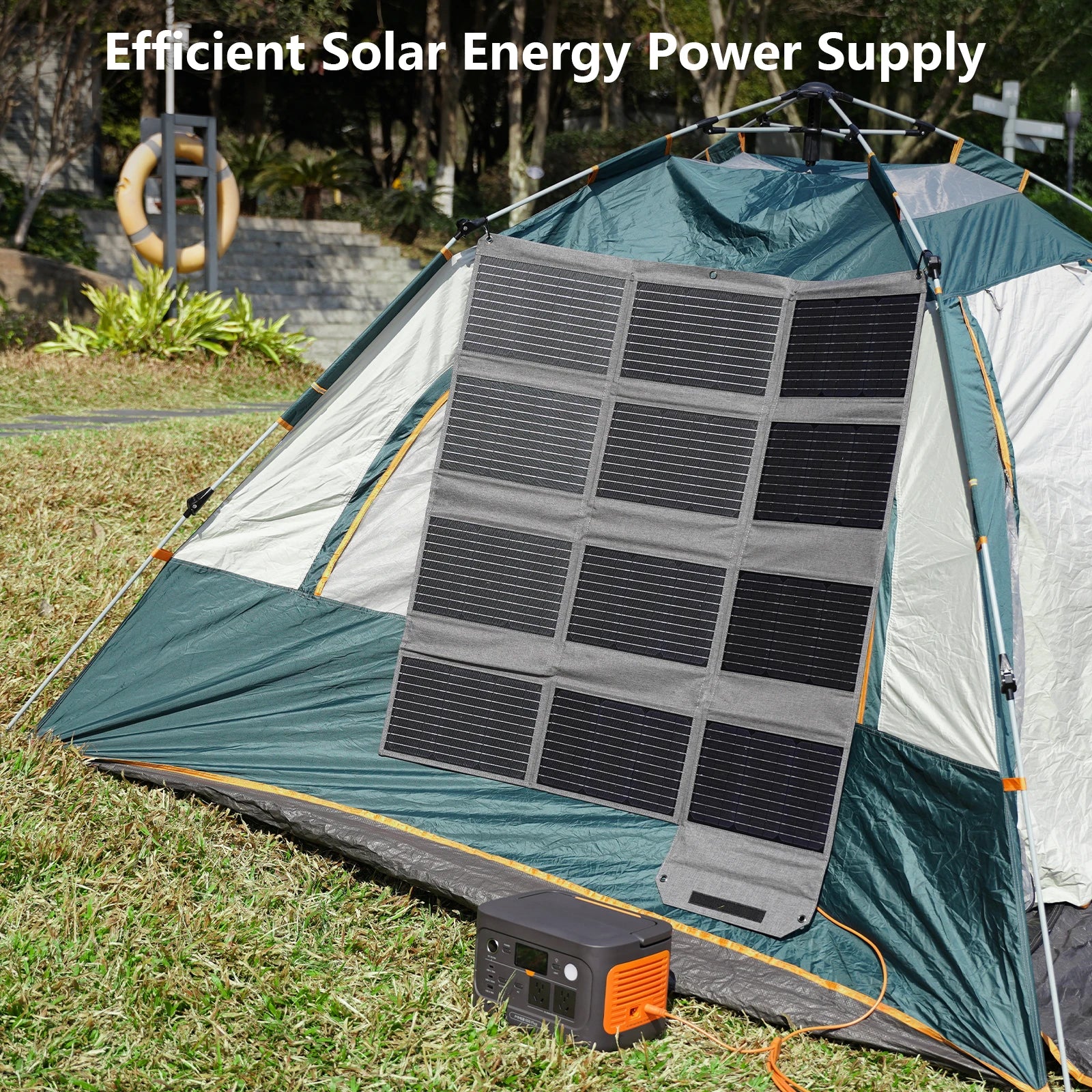 MHPOWOS 120W Foldable Solar Panel, Outdoor Emergency Backup Power Supply with USB-C/2xUSB-A/DC Outputs for Iphone Powerbank RV