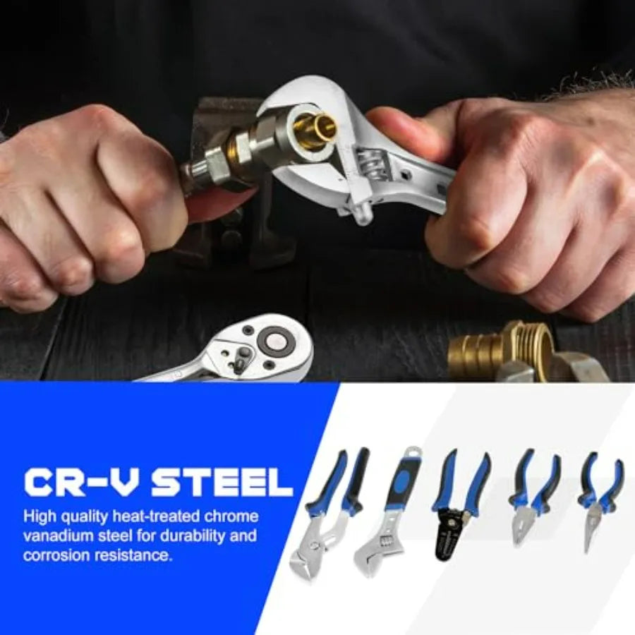 Prostormer Home Tool Kit 259-Piece Household Hand Tool Set with Heavy Duty Aluminium Tool Box Basic Toolkit for Home RV Car Wor