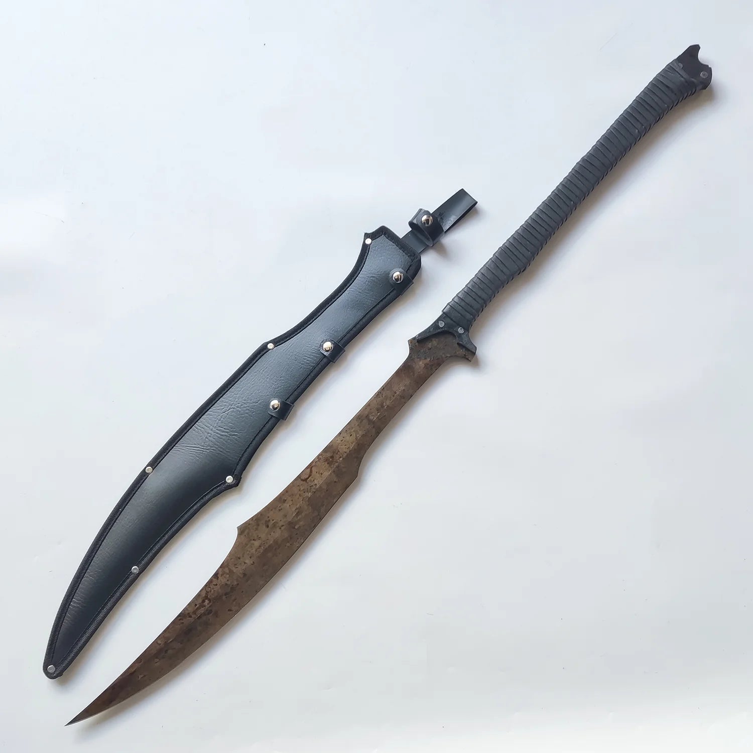 41.3 Inch Full Tang Carbon Steel Sword With Leather Sheath for Practice, Outdoor Use, Collection