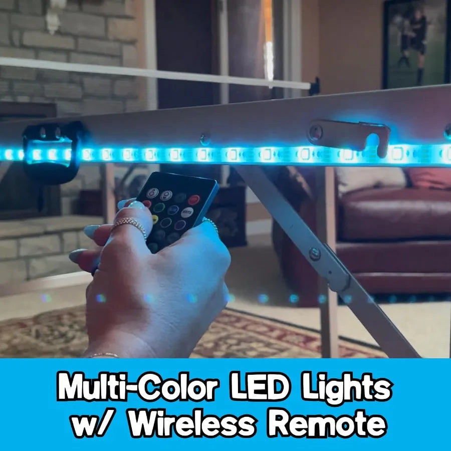 6 ft x 3 ft Mid-Size Portable Folding Indoor Outdoor Ping Pong Table Tennis Table with Optional LED Lights Game Room Not Full S