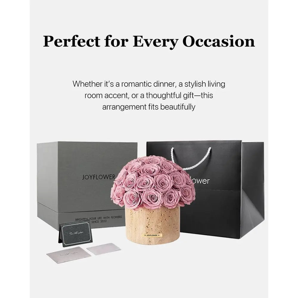 Preserved Flowers Vase, Yellow Cave Stone Flower Vases for Centerpieces, Eternal Flower Decorations for Party Home Living Room B