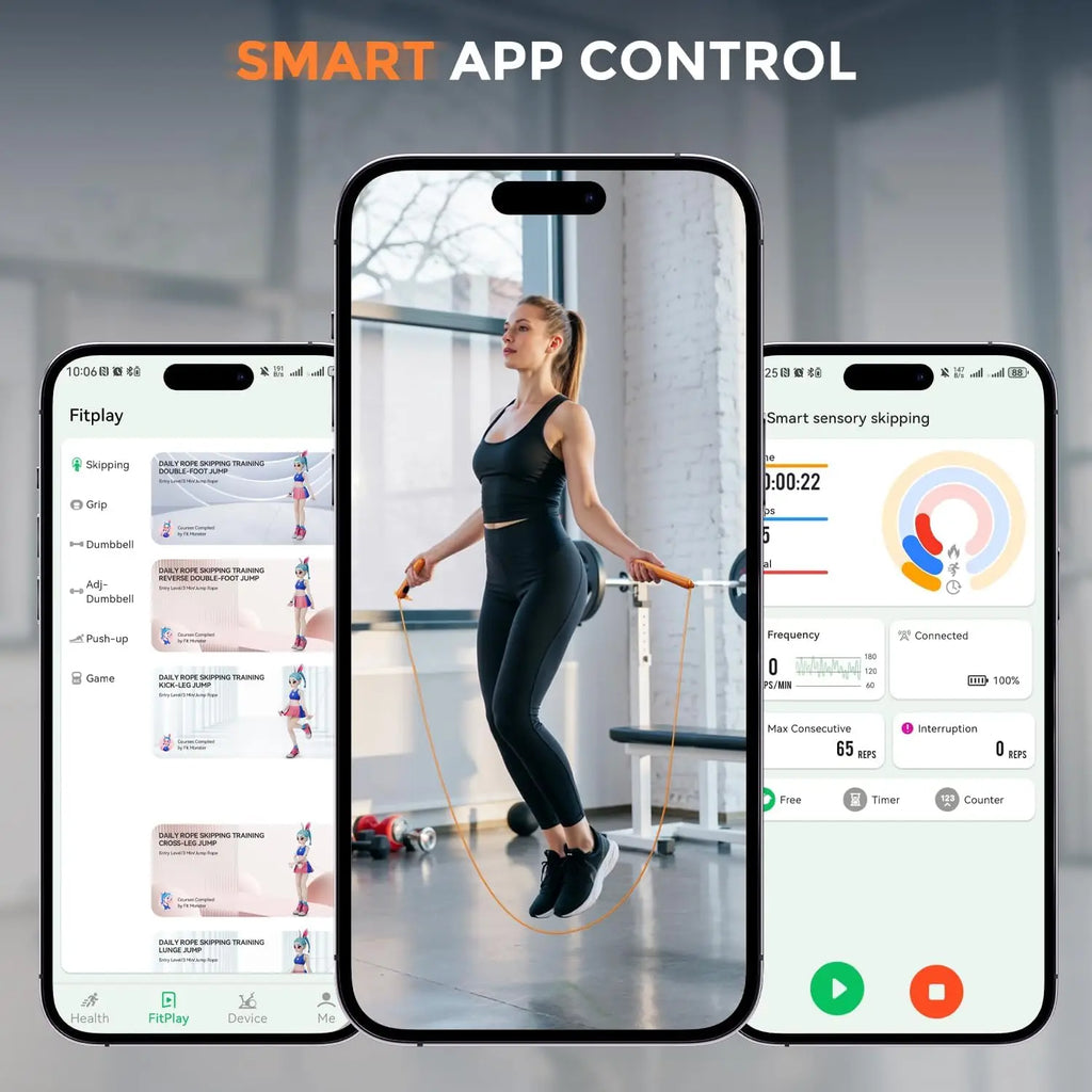 Smart Jump Rope with Gyroscope, Wireless App Tracking for Fitness Games at Home or Gym