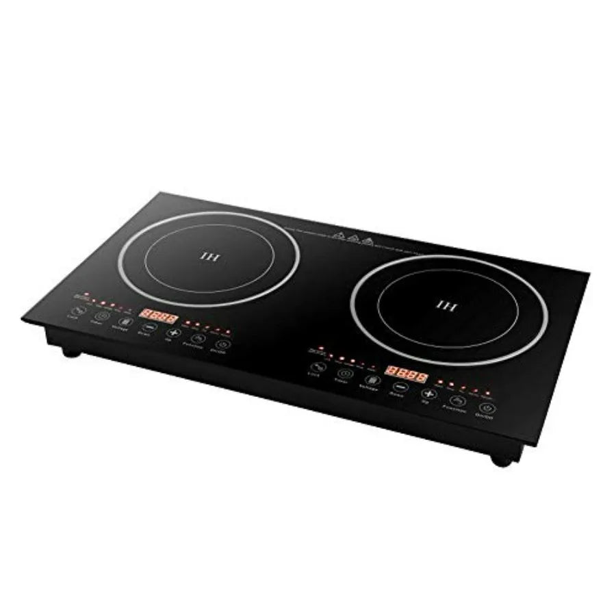2400W Portable Induction Cooktop 2 Burner LCD Built-In Countertop Burners Electric Double Cooker 8 Gear Firepower Ceramic Cookt