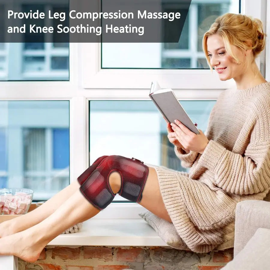 Knee Massager for Pain Relief,Air Compression Heating Pad for Knee,Heated Knee Warmers Wrap, Gifts for Men Women Dad Mom,3 Modes