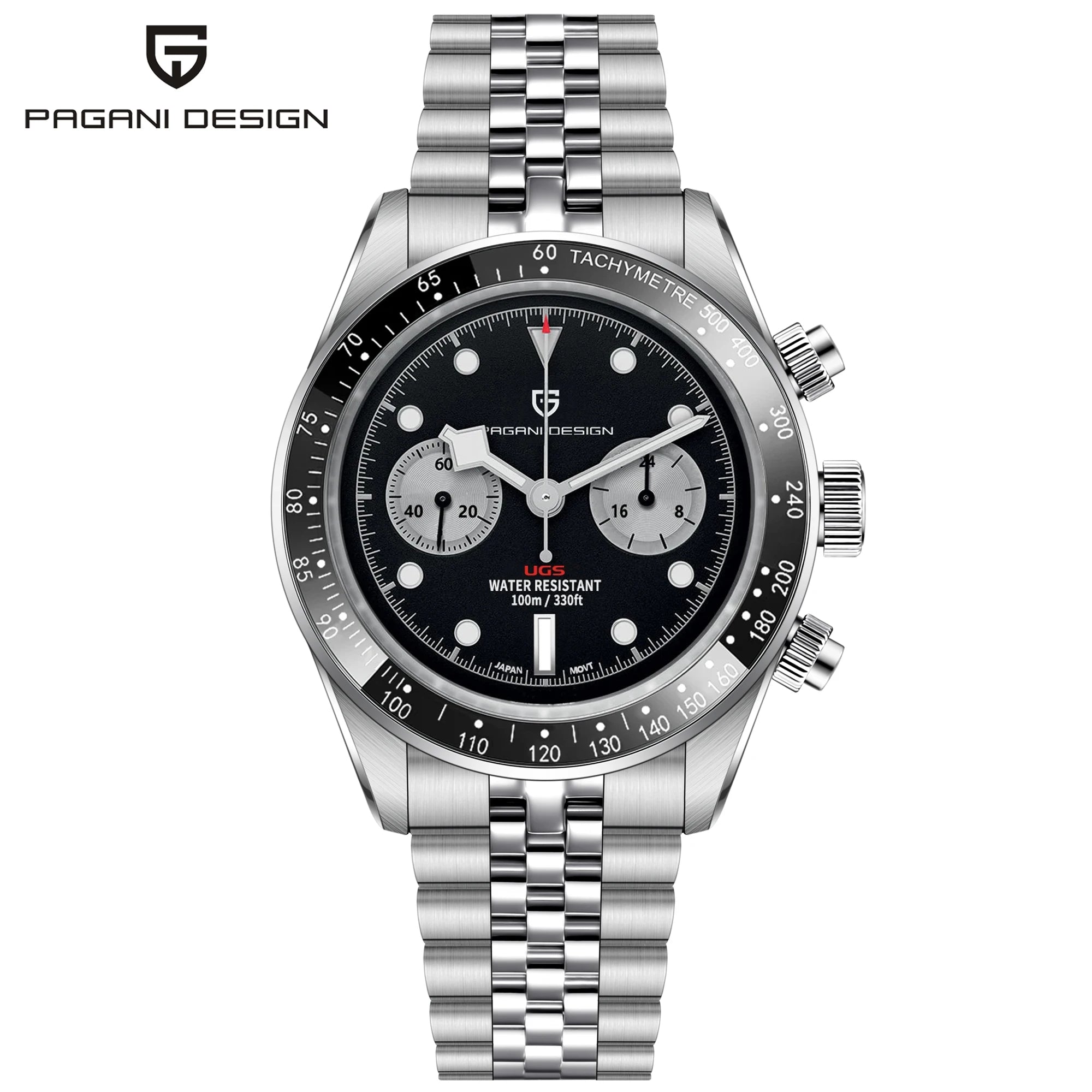 PAGANI DESIGN Chronograph Sport Men's Watches BB Panda Quartz Watch Men Stainless steel bracelet 100M Waterproof Wristwatch Men