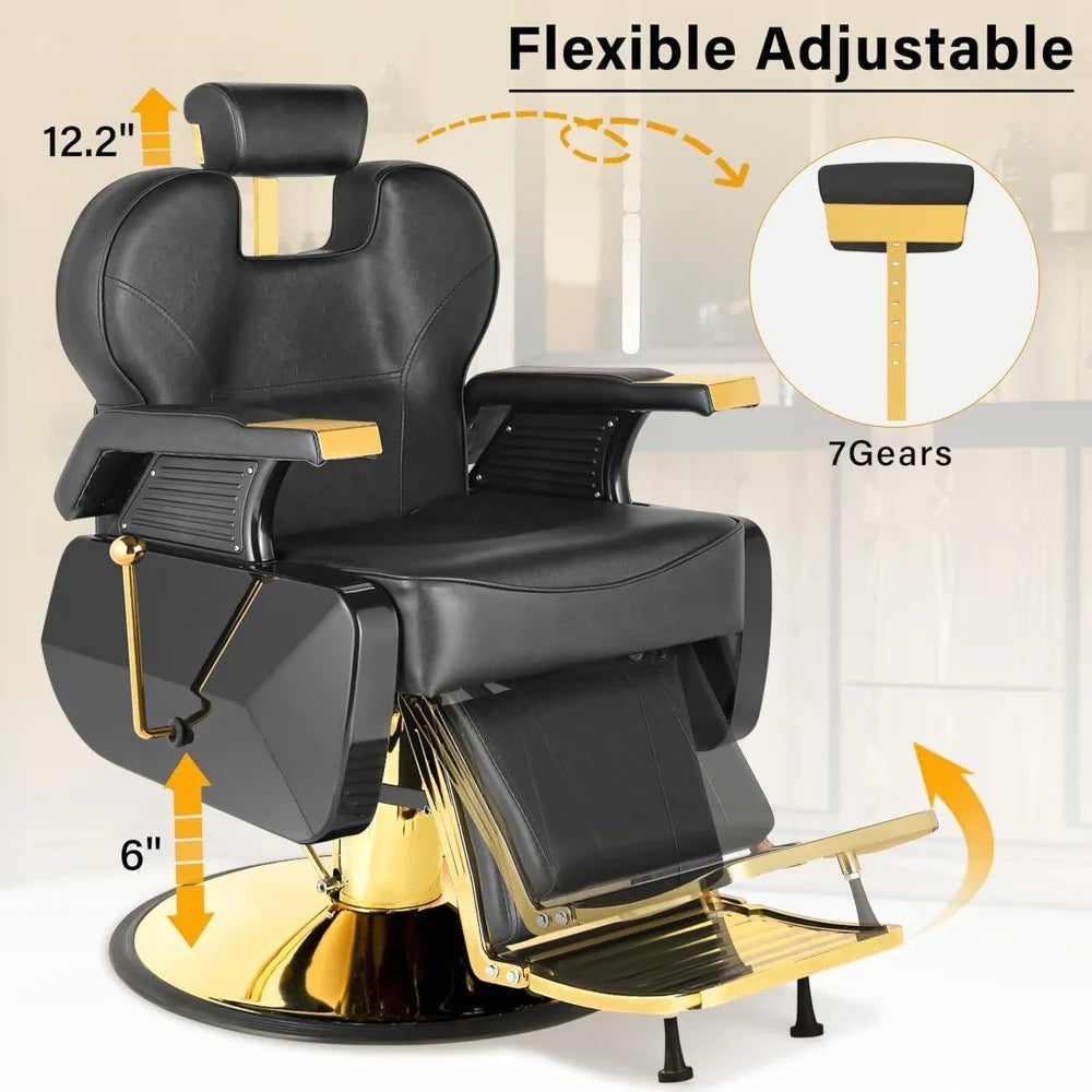 Barber Salon Hair Chair, Hydraulic Rolling 360° Swivel Barber Reclining Chairs for Barbershop, Heavy Duty Hairdresser Chair