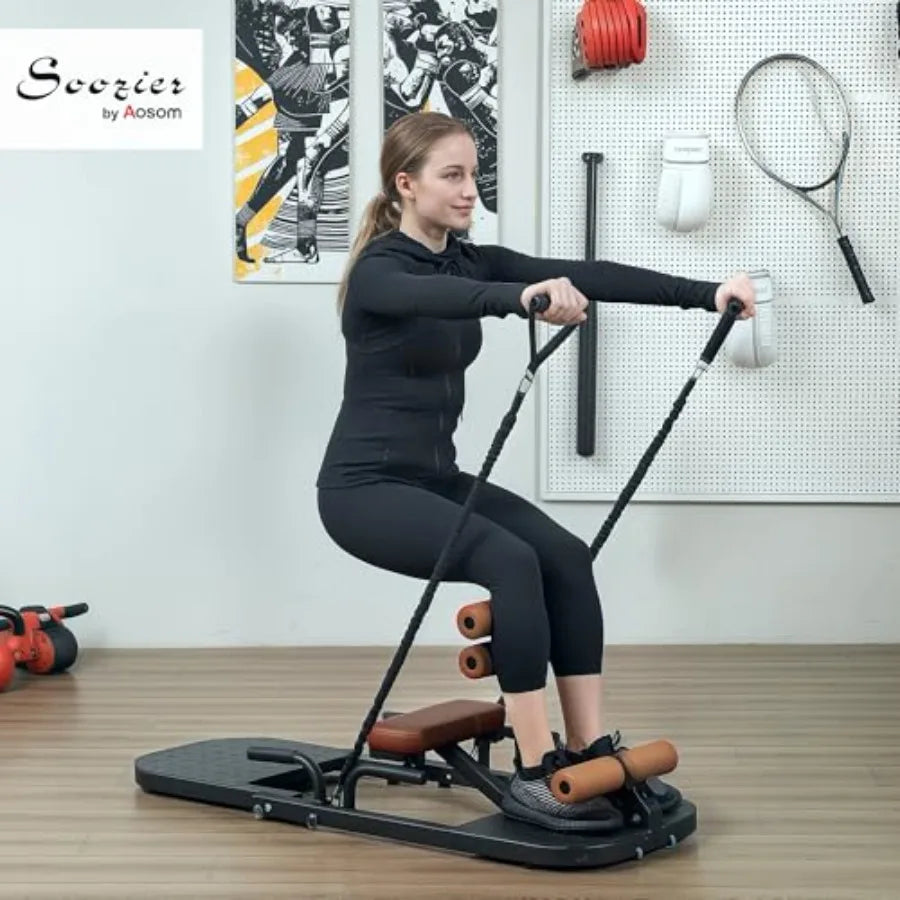 Foldable Sissy Squat Machine with Push Up Stand and Wheels for Home Gym Multipurpose Glute Workout Equipment in Black Compact D