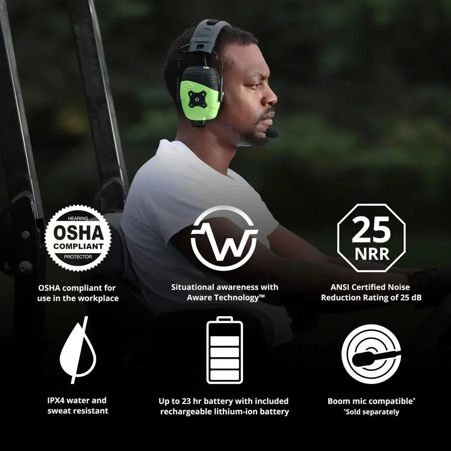 LINK Bluetooth Earmuff Ear Protection Headphones for Work, Mowing, amp Construction, 25 NRR OSHA Approved Headphones