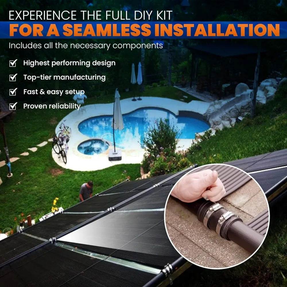 High Performance DIY Solar Pool Heater Kit - Advanced Design for Ultimate Performance & Durability - 15-20 Year Life Expectancy