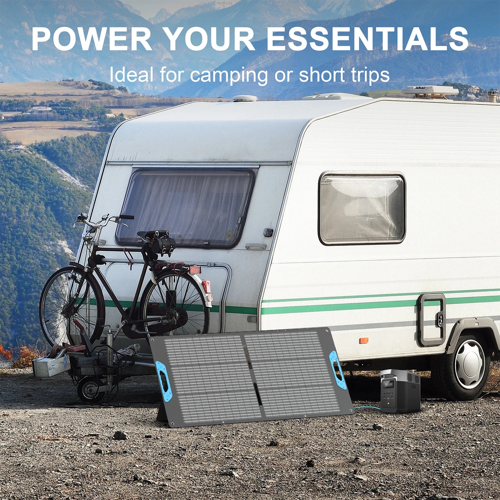 E-POWO 100W / 200W Portable Solar Panel, IP67 Waterproof Foldable Solar Panel Power Backup, Solar Charger for Power Station RV