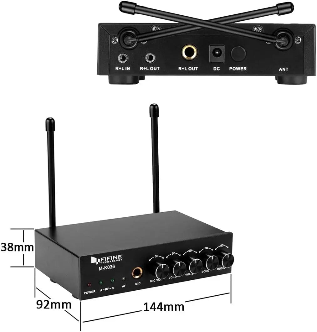 UHF Dual Channel Wireless Handheld Microphone, Easy-to-use Karaoke Wireless Microphone System-K036
