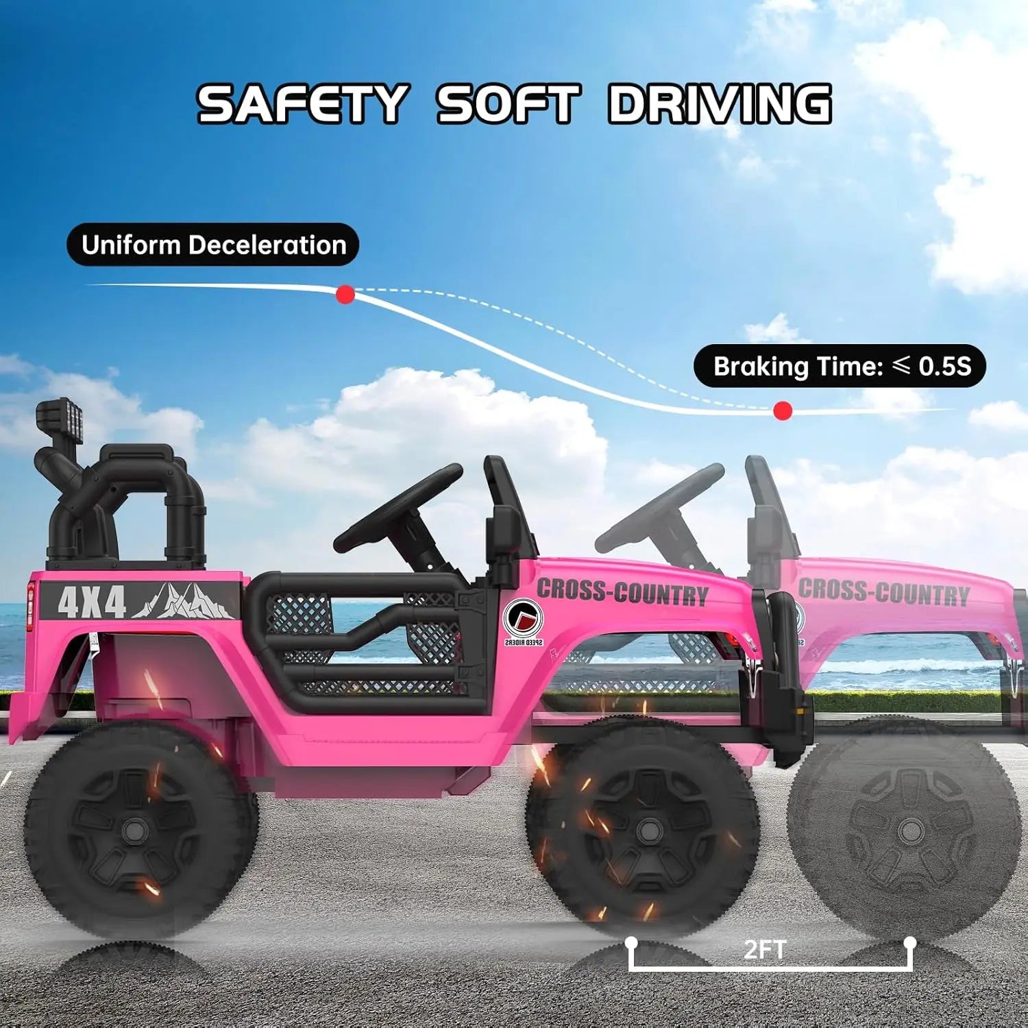 Kids Electric Ride-On Truck Car Battery Powered Toy Vehicle with Parental Remote Control & Child Manual Driving Music Player