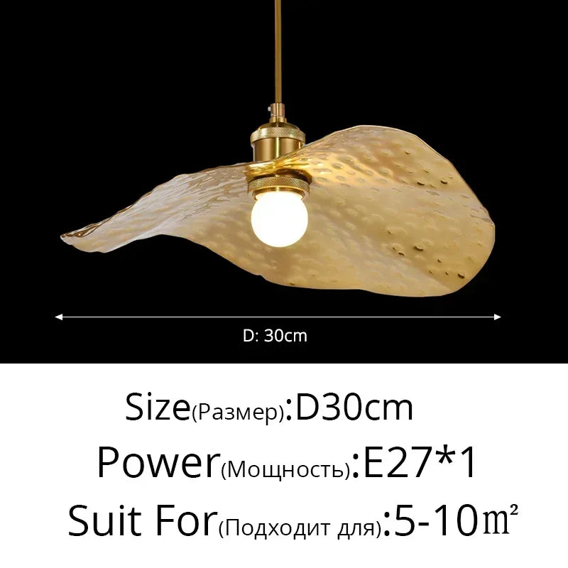 Nordic Gervasoni All Copper Pendant Lamp Creative Living Room Coffee Shop Dining Room Decoration Lotus Leaf Lamp
