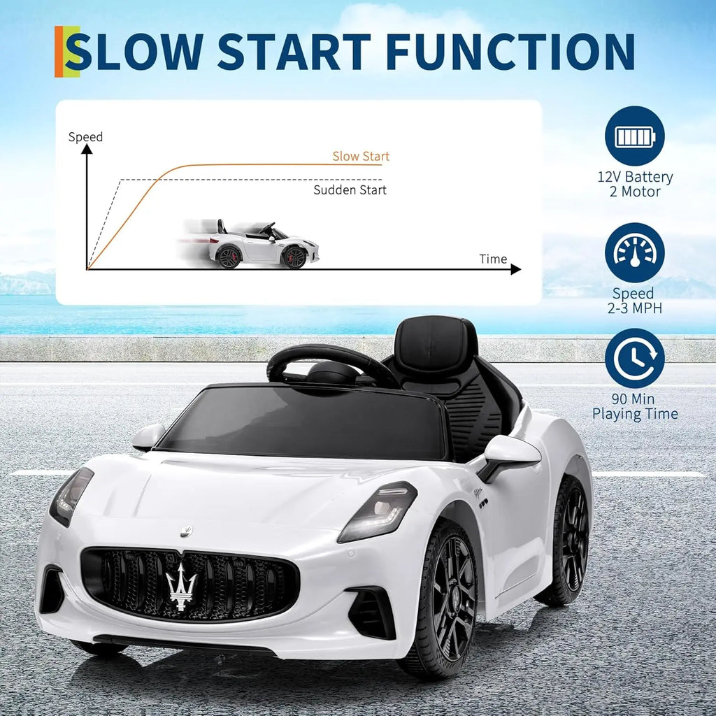 Kids Electric Ride on Car 12v Battery Powered Toy Car with Remote Control Slow Start Shock Absorbers Lockable Doors Safety Belts