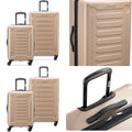 Beige 2-Piece Luggage Set with Spinner Wheels, 20 & 28 Hardshell Expandable