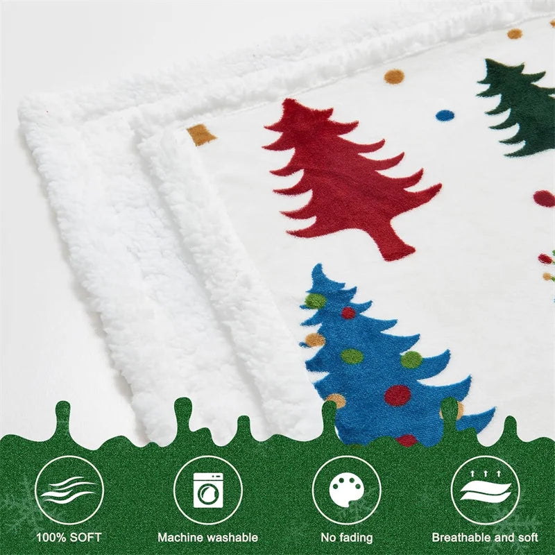 Christmas Sherpa Fleece Throw Blanket - Holiday Plush Blanket for Couch, Sofa & Bed, Festive Gift for Women