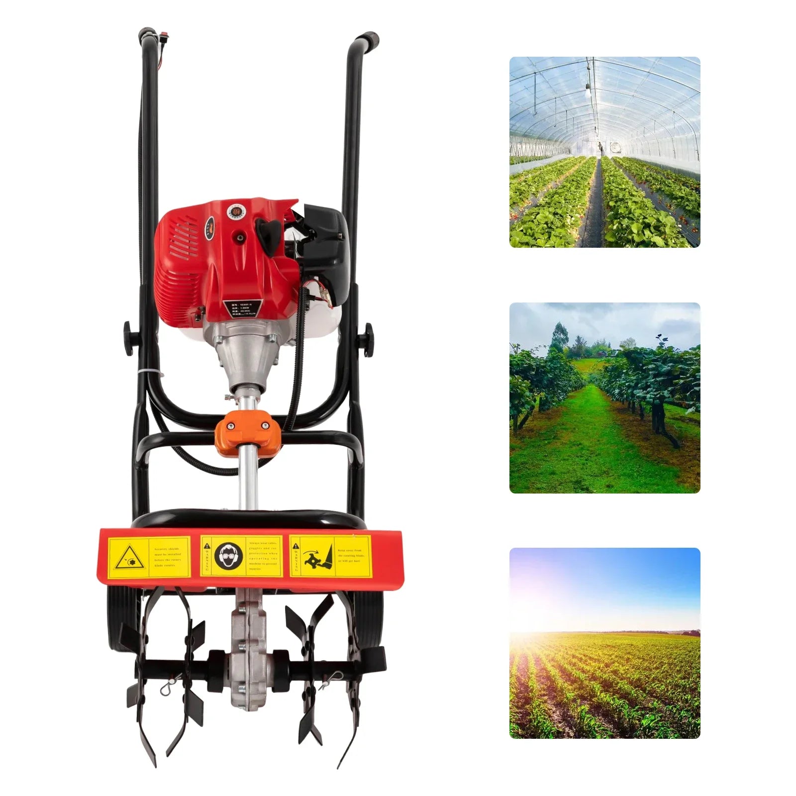 2 Stroke Mini Tiller Cultivator Garden Tiller Gas Powered Hand Rotary Cultivator Rototiller 52cc Commercial Tiller Gas Powered