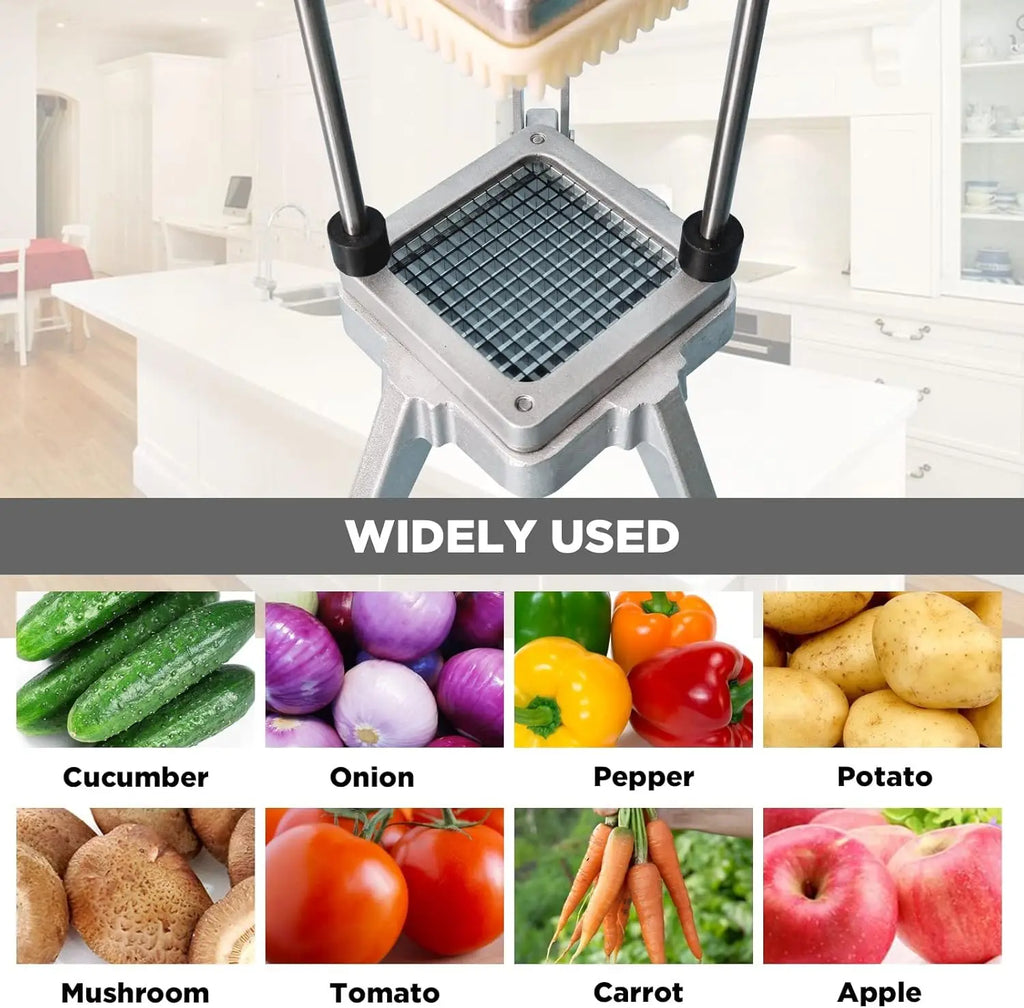 Professional Vegetable Chopper with Stainless Steel Blades, Manual Potato Slicer for Kitchen Use, Includes 3 Replacement Blades