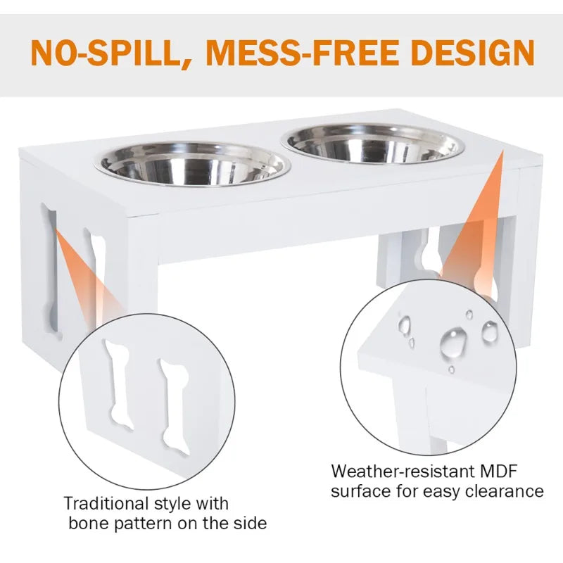 Modern wooden elevated dog feeding station with stainless steel bowl decorative heavy-duty pet food bowl pet feeding furniture