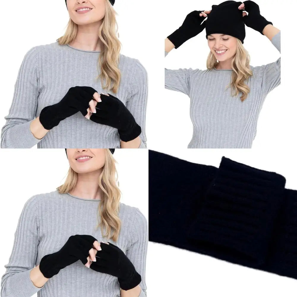 100% Pure Cashmere Fingerless Gloves by Alashan