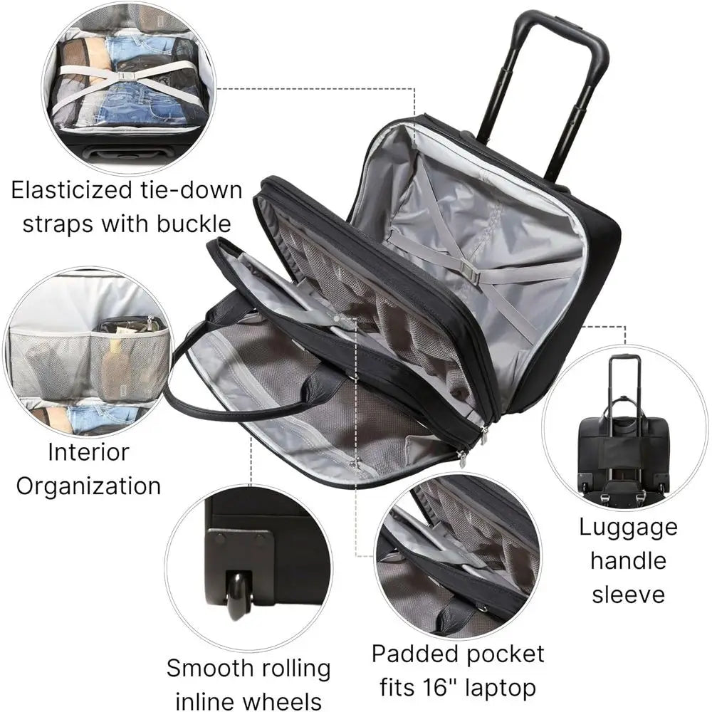 Baggallini Women's Dual Wheel Rolling Tote Bag