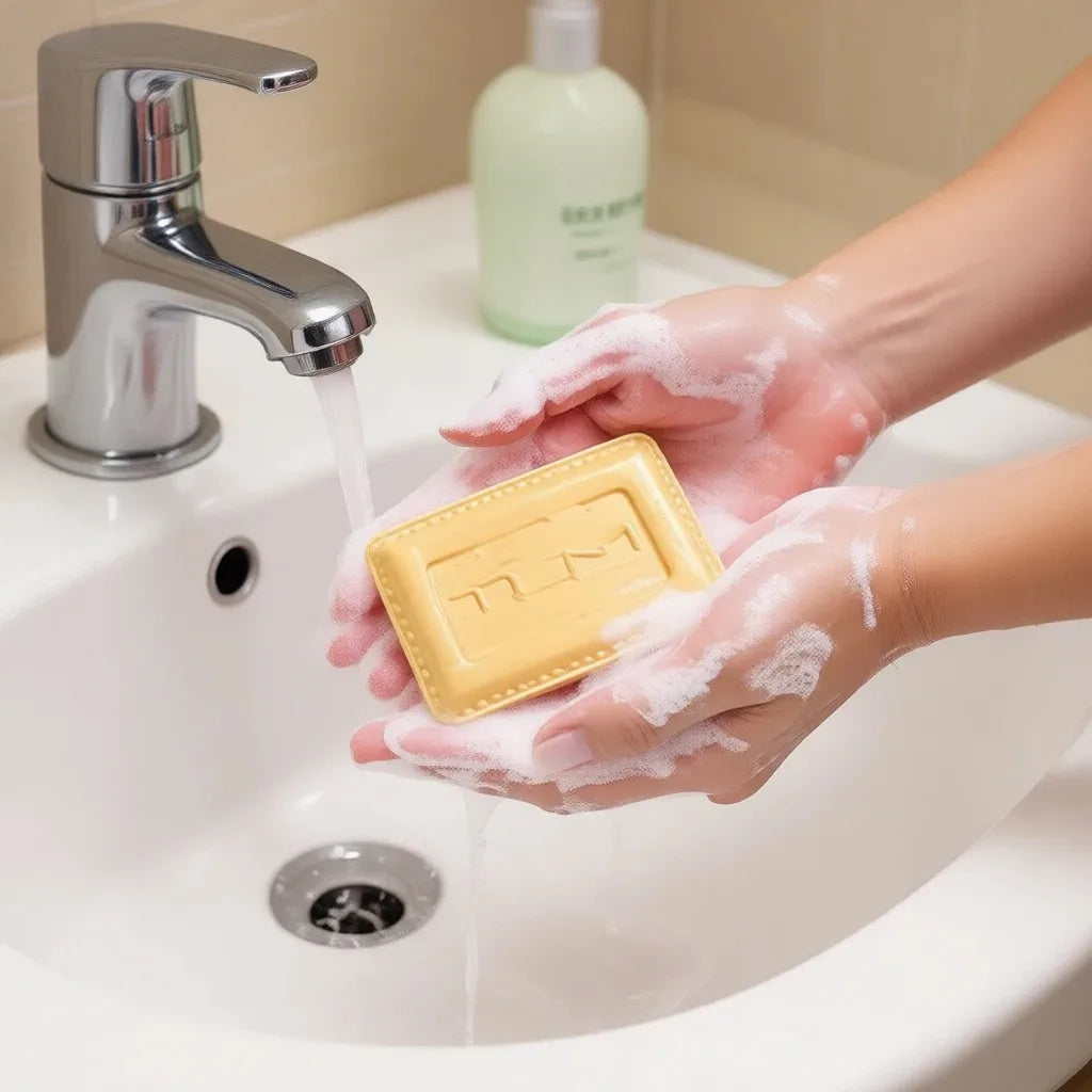 3Pc Bee Flowers Sandalwood Soap 125G Deep Cleansing  Bath Clean To Mites Family Soothing for Dry Skin Body Care Soap