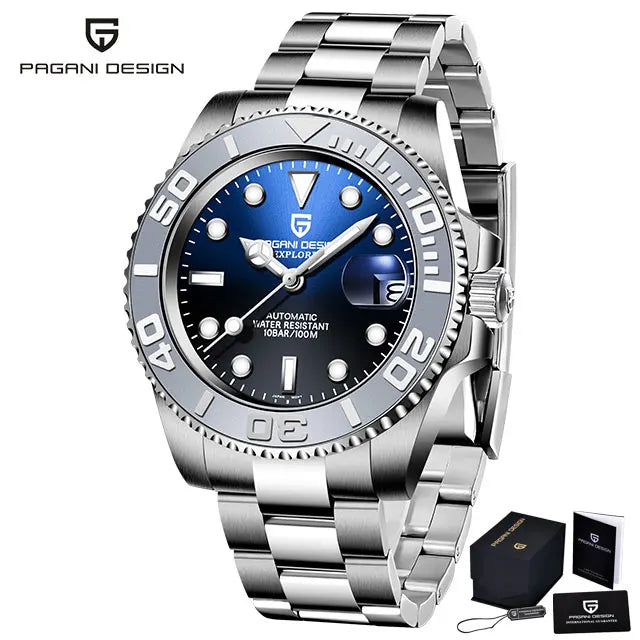 New PAGANI DESIGN 40mm Men's Wristwatch 100M Waterproof Mechanical Watches Ceramic bezel Sapphire Glass Automatic Men Watch 1651