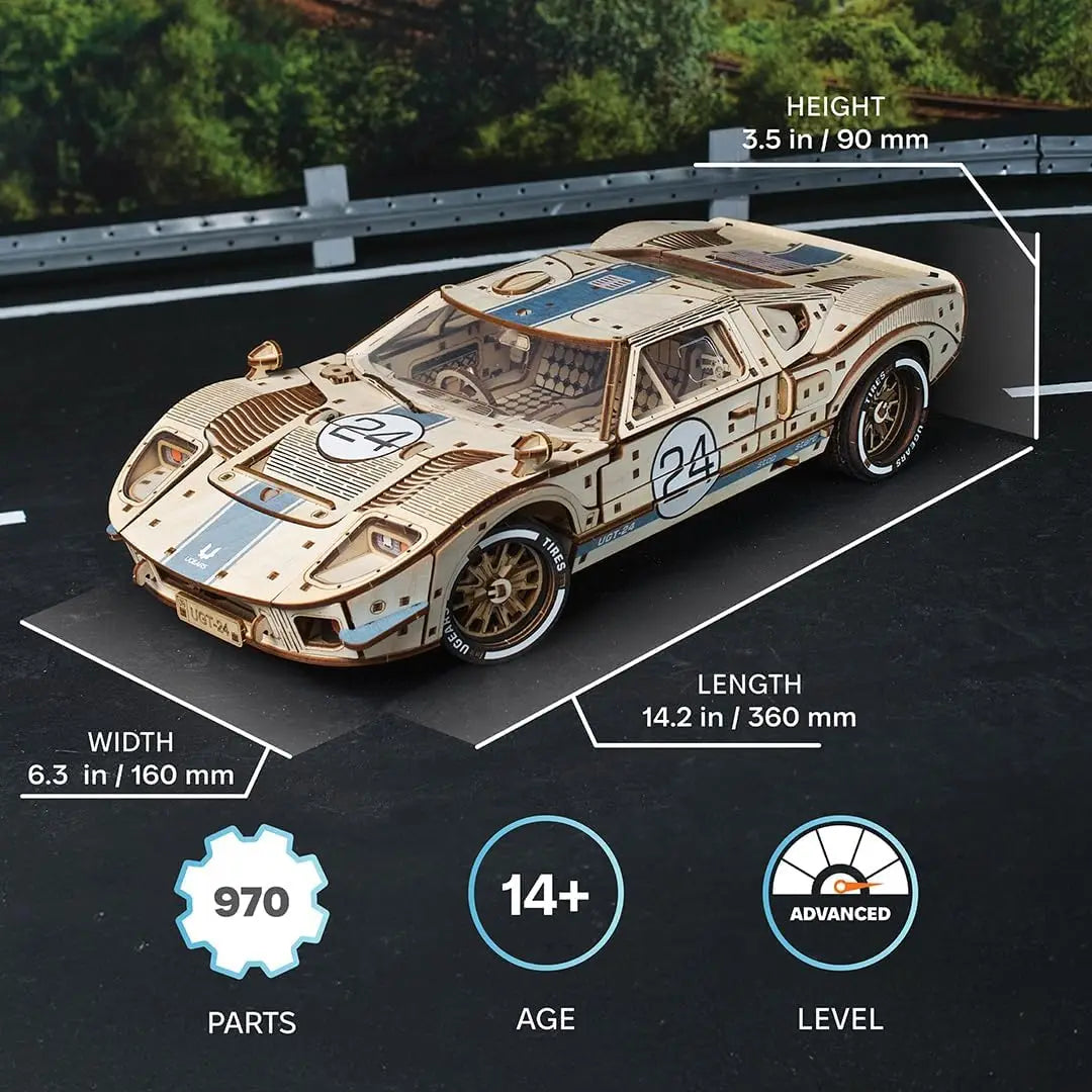 UGT-24 Endurance Racer 3D Puzzle - 1:12 Scale Mechanical Wooden Model Kits for Adults to Build - Sports Car Model Building Kits
