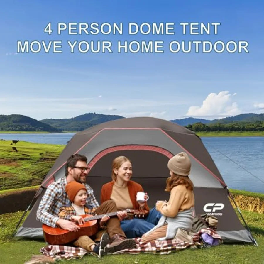 Tents for Camping 4 Person Tent Waterproof Windproof Double Layer Camping Tent Easy Setup Dome Tent with Large Mesh Windows and