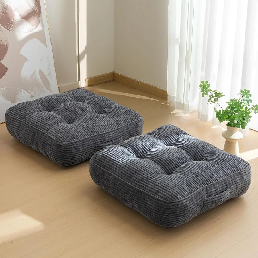6" Washable Floor Pillow Cushion for Adults Meditation Cushion Pillow Large Square Floor Sitting Removable Tufted Corduroy Cove