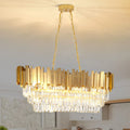 Modern luxury crystal chandelier, gold crystal chandelier, 3-layer raindrop chandelier, lighting fixtures, dining room, table, f