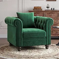Luxurious Velvet Chesterfield Club Chair with Button Tufted Design and Rolled Arms for Comfortable Living Room Seating