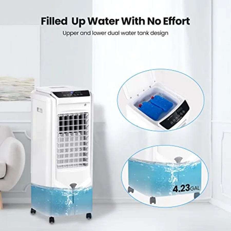 portable 3in1 evaporative air cooler windowless 4 mode 3 speed personal swamp cooler humidifying 4.2 gallon water tank remote 1