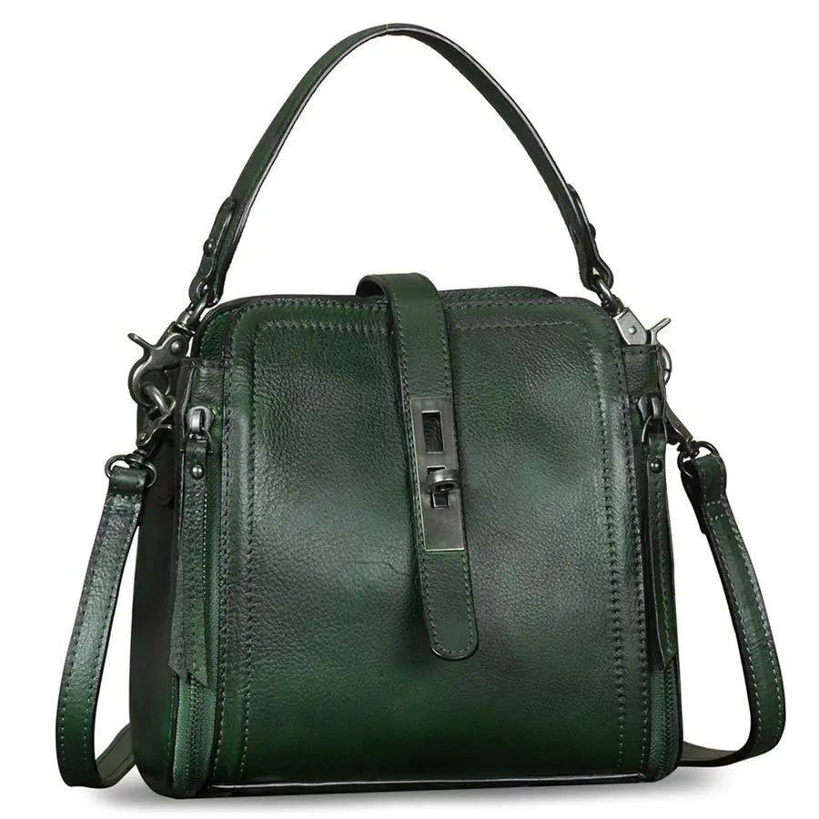 Leather Handbag for Women Vintage Handmade Satchel Crossbody Purse with Removable TopHandle Strap
