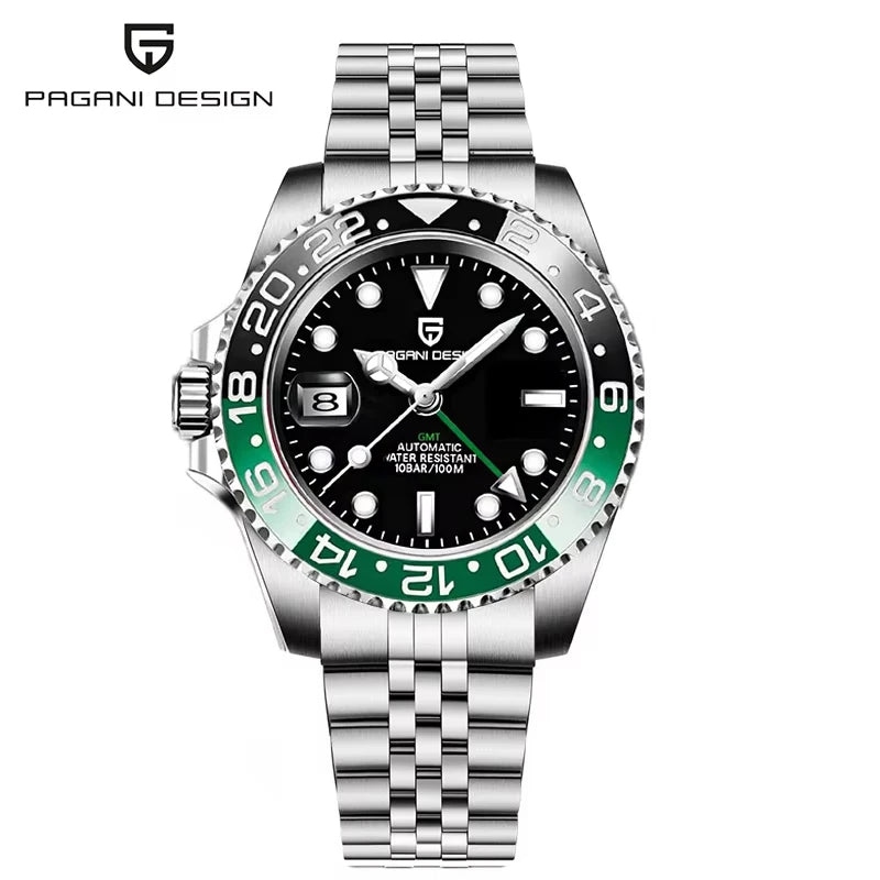 New PD-1662 PAGANI DESIGN GMT Automatic Wristwatch Stainless Steel 100M Waterproof Men Watch Top Brand 40mm Mechanical Watch Men