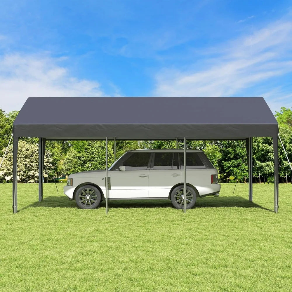 GARTOO Upgrade 12' x 20' Heavy Duty Carport - Extra Large Outdoor Shelter with Roll-up Ventilated Windows & Side Doors, Portable