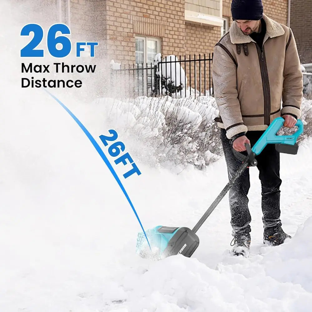 Cordless Snow Shovel, Electric Snow Blower, 26FT Throw Distance, Battery Snow Thrower, Winter Snow Removal Tool for Home, Yard a