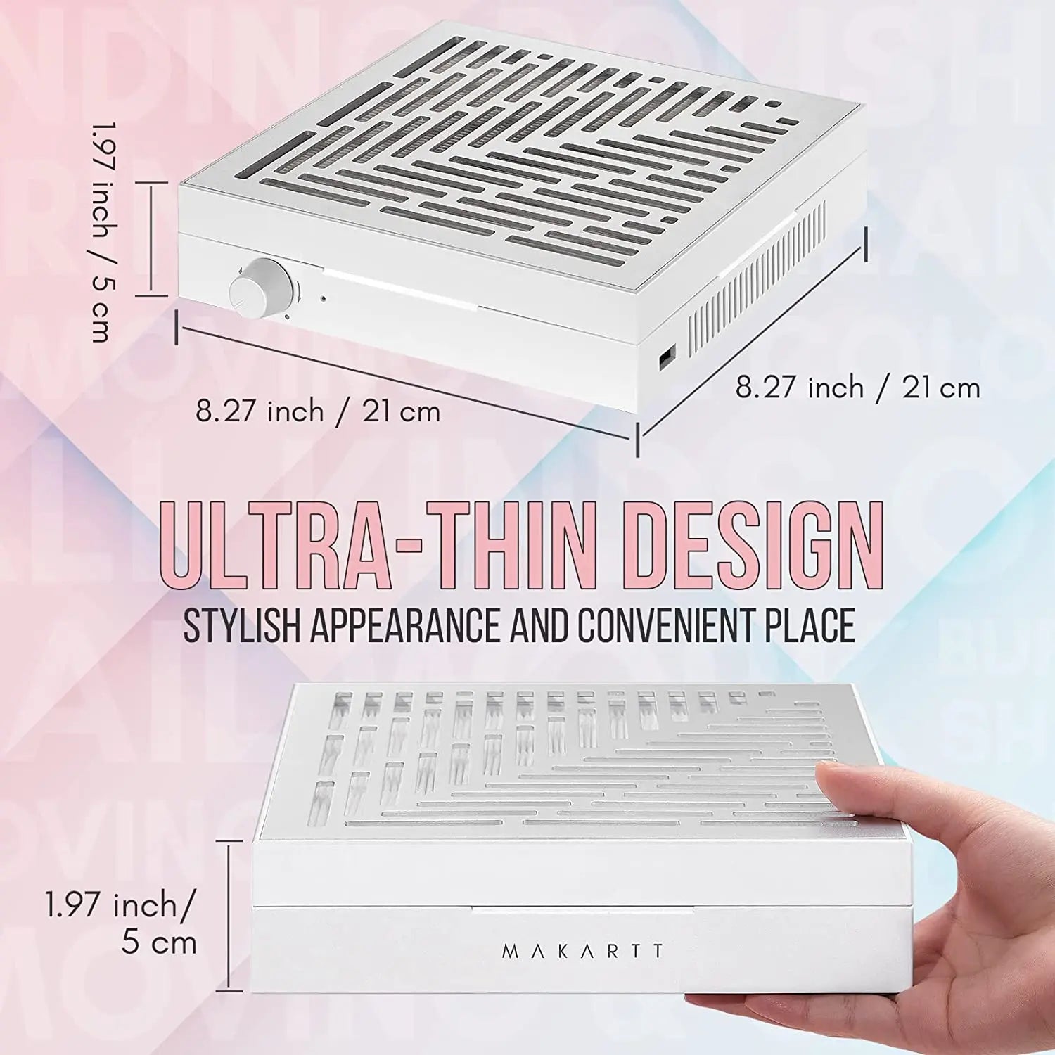 Makartt Rechargeable Nail Dust Collector Machine Ultra Thin Cordless Nail Vacuum Dust Collector for Acrylic Nails Drill Portable