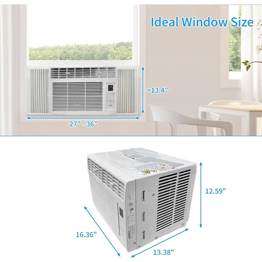6000BTU Window Air Conditioner with Remote and 24H Timer ECO Mode 4 Fan Speeds Cools up to 250 Sq. Ft. Easy Installation for Ho