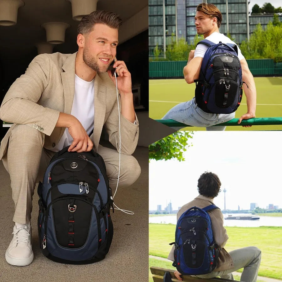 Swissdigital Design Laptop Backpack Travel Backpack with USB Charging Port Fits 15.6 inches Computer 31L College School Bookbag