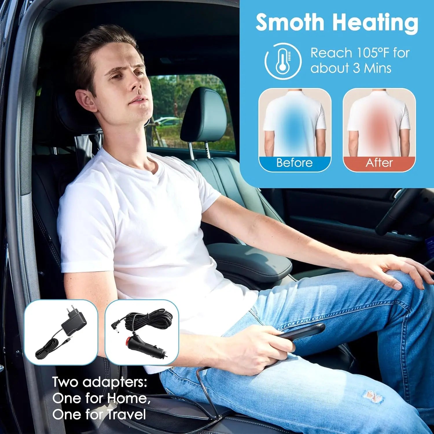 Shiatsu Massage Cushion with Heat, Kneading and Vibration for Office Seat Comfort