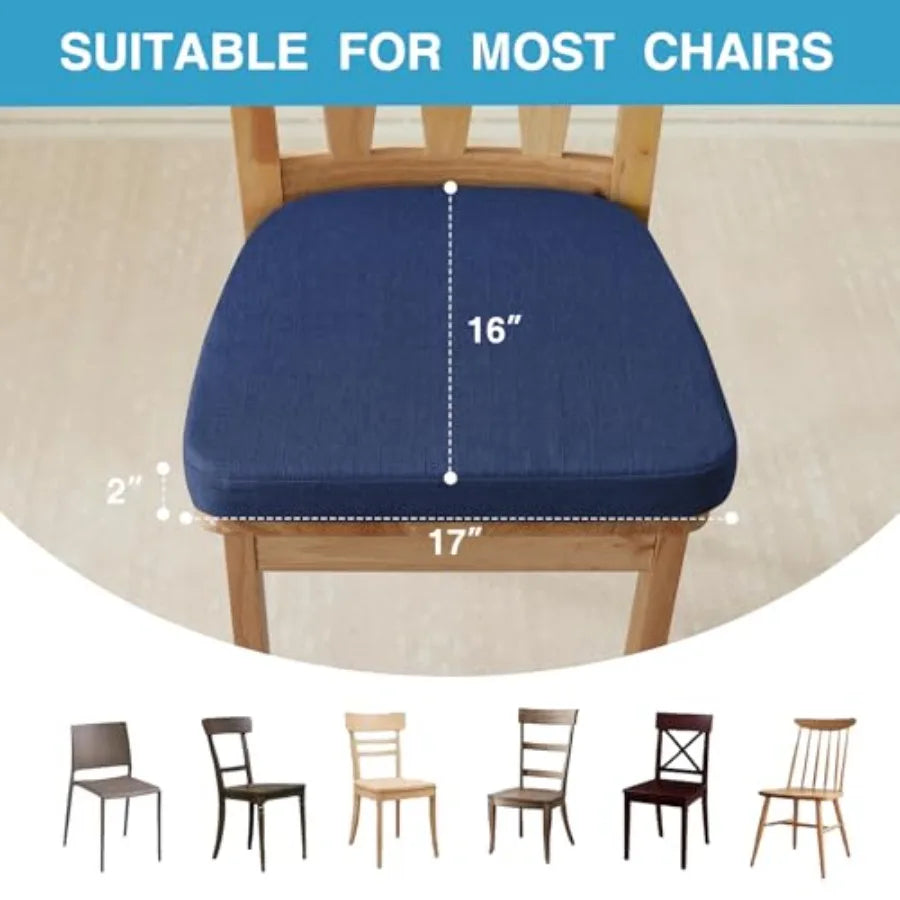 Chair Cushions for Dining Chairs Set of 4 Non Slip Kitchen Chair Pads 17" x 16" x 2" Indoor Dining Chair Cushions with Ties D-S
