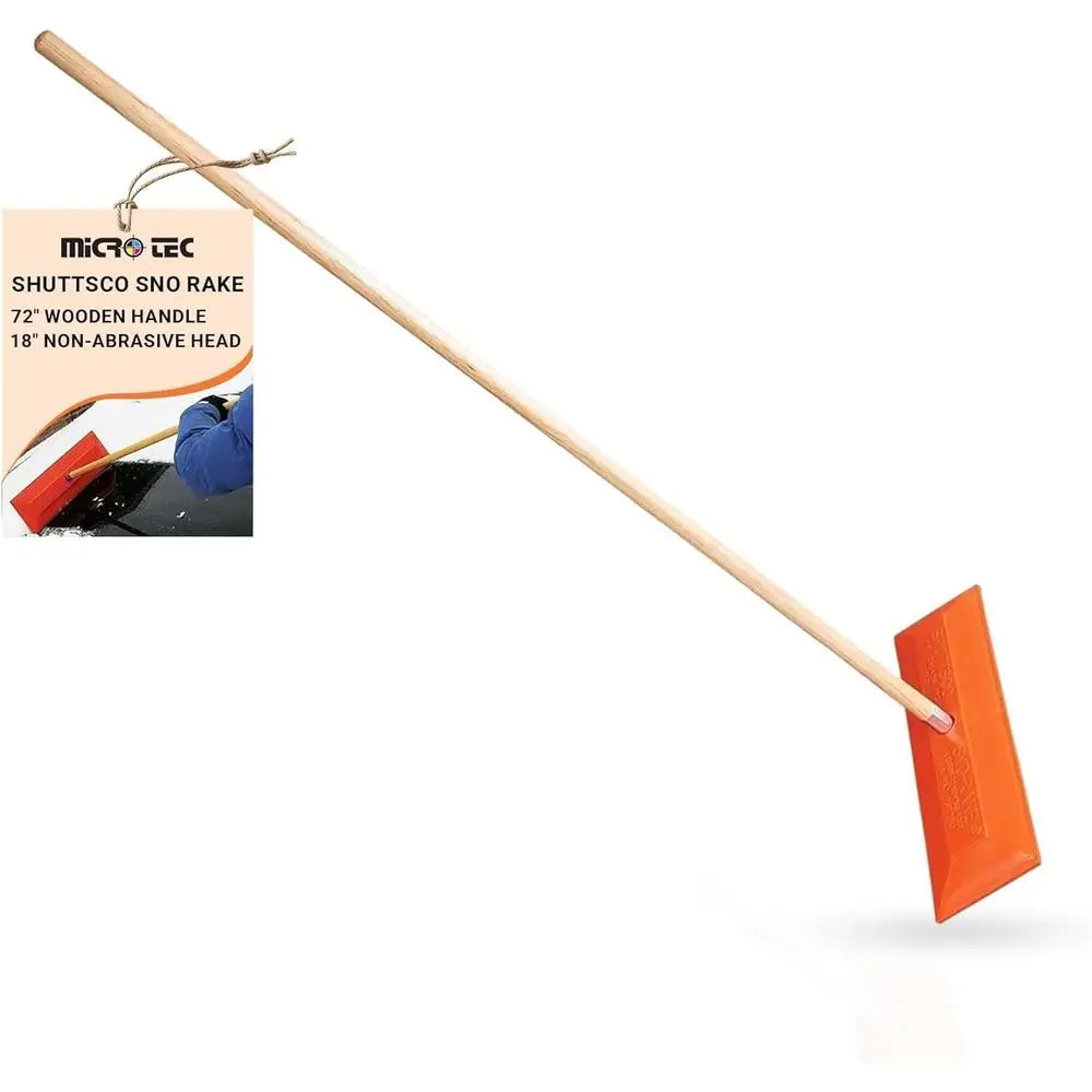 USA-Made 72 Wooden Handle Snow Rake - 18 Vinyl-Coated, Non-Abrasive, Freeze-Resistant Snow Removal Tool (2-Pack)